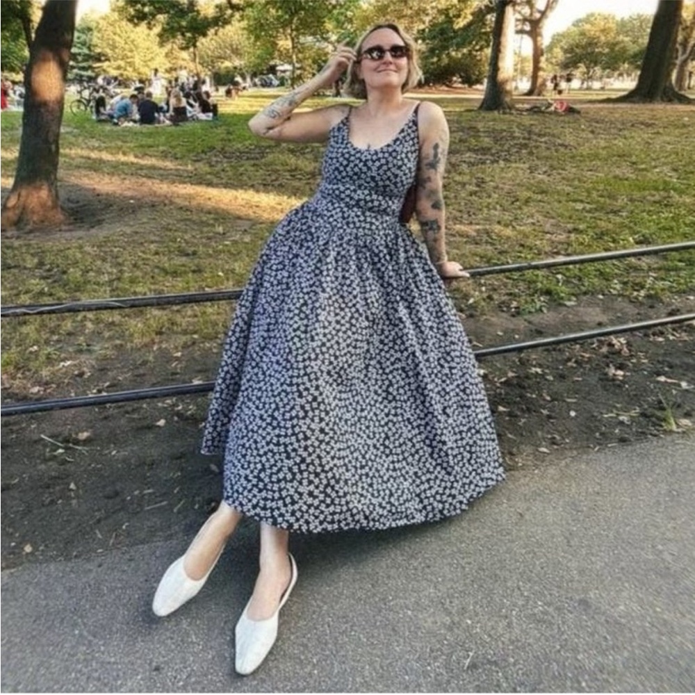 STAUD Black Woodblock Floral Dena Dress